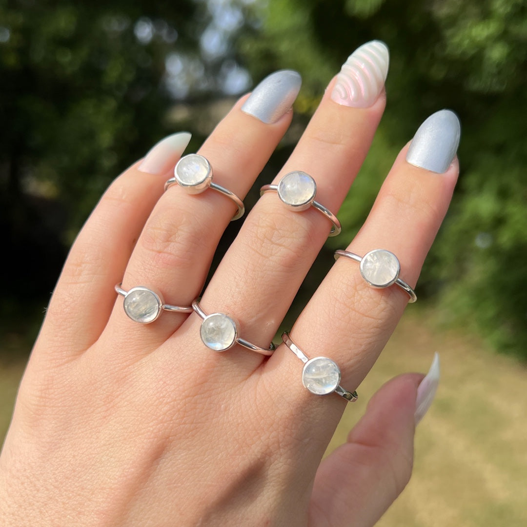 Moonstone stacking ring, sterling silver Jade Leigh Jewellery