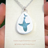 Shark reversible animal pendant, larimar & sterling silver
