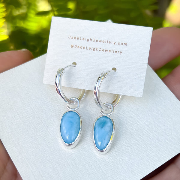 Larimar hoop earrings