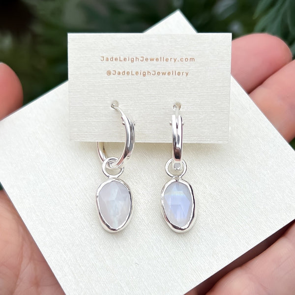 Moonstone hoop earrings