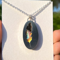 Feather necklace, labradorite & sterling silver