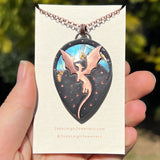 Copper labradorite dragon pendant