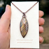 Leaves silhouette necklace, copper and labradorite