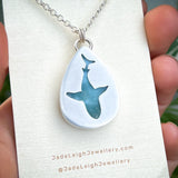Shark reversible animal pendant, larimar & sterling silver