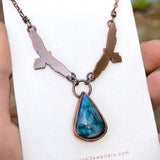 Wedge tailed eagle necklace, copper & labradorite