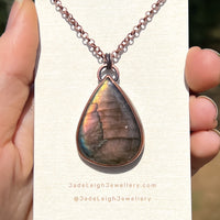 Koala silhouette necklace, labradorite and copper