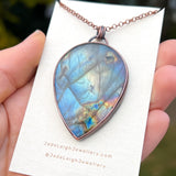 Copper labradorite dragon pendant