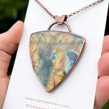 Copper labradorite dragon moon pendant