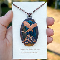 Copper labradorite dragon mountains pendant