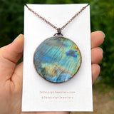 Copper labradorite dragon clouds pendant