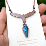 Wedge tailed eagle necklace, copper & labradorite