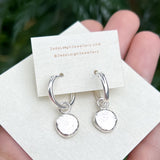 Silver pebble hoop earrings