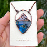 Copper labradorite mountains pendant