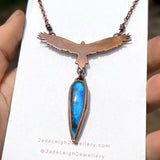 Wedge tailed eagle necklace, copper & labradorite