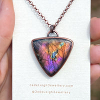 Moon & stars necklace, copper and labradorite