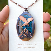 Copper labradorite dragon mountains pendant