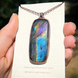 Rose necklace, copper and labradorite