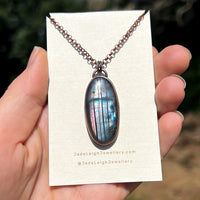 Mermaid silhouette necklace, labradorite and copper