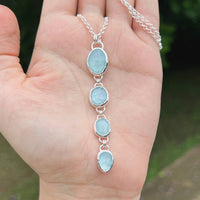 Aquamarine multi stone drop pendant
