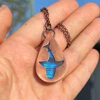 Shark spirit animal necklace, copper and labradorite