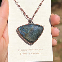 Kangaroo spirit animal necklace, copper and labradorite