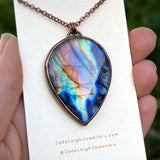 Copper labradorite dragon pendant