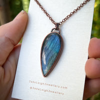 Shark spirit animal necklace, copper and labradorite