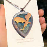 Copper labradorite dragon pendant