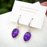 Amethyst huggie hoop earrings