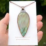 Copper labradorite dragon mountains pendant