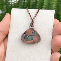 Fox silhouette necklace, labradorite and copper