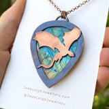 Copper labradorite dragon pendant