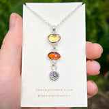 Sun charm necklace, citrine & garnet