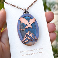 Copper labradorite dragon mountains pendant