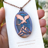 Copper labradorite dragon mountains pendant