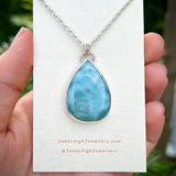 Shark reversible animal pendant, larimar & sterling silver