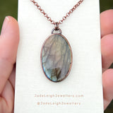Copper labradorite dragon mountains pendant
