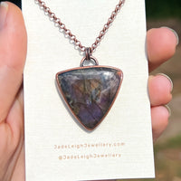 Moon & stars necklace, copper and labradorite