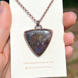 Moon & stars necklace, copper and labradorite