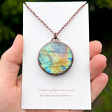 Copper labradorite dragon clouds pendant