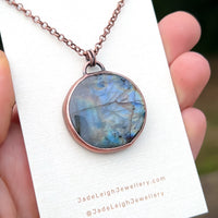 Copper labradorite dragon pendant