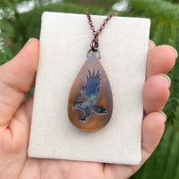 Hawk spirit animal necklace, copper and labradorite