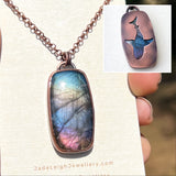 Shark spirit animal necklace, copper and labradorite