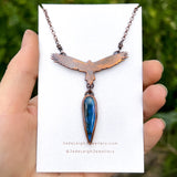 Wedge tailed eagle necklace, copper & labradorite