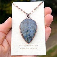 Copper labradorite dragon pendant