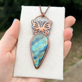 Copper labradorite butterfly pendant