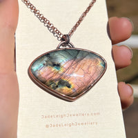 Wedge tailed eagle spirit animal necklace, copper and labradorite