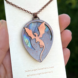 Copper labradorite dragon pendant