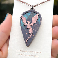 Copper labradorite dragon pendant