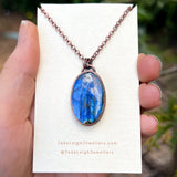 Dolphin spirit animal necklace, copper and labradorite